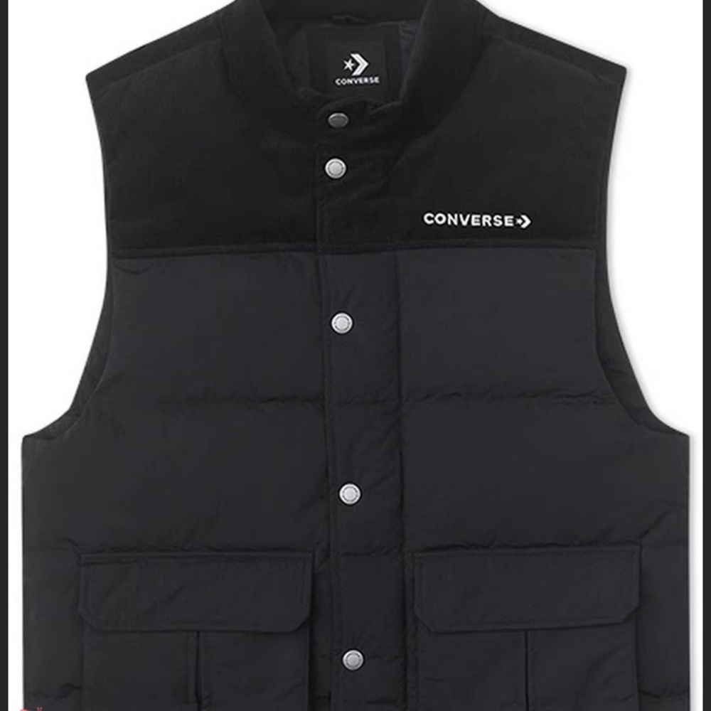Converse Black Puffer Vest for Men